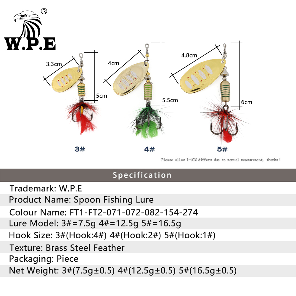 W.P.E KOMODO SPINNER Lure 2pcs - Fishing Lure Spoon บทวิจารณ์และราคา