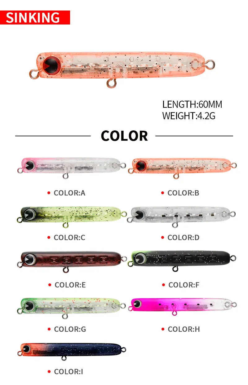 เหยื่อตกปลาแบบจมช้า 6 ซม. 4.8  - Fishing Lure Jerkbait บทวิจารณ์และราคา